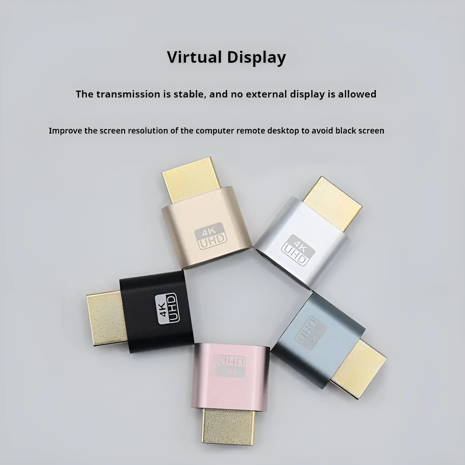 HDMI graphics card virtual display dummy plug adaptor with 26.5mm length in metallic finish