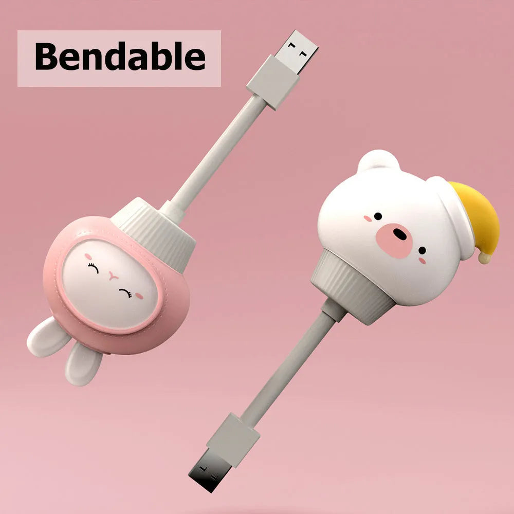 Cartoon animal-shaped USB LED night light in bear design with remote control.