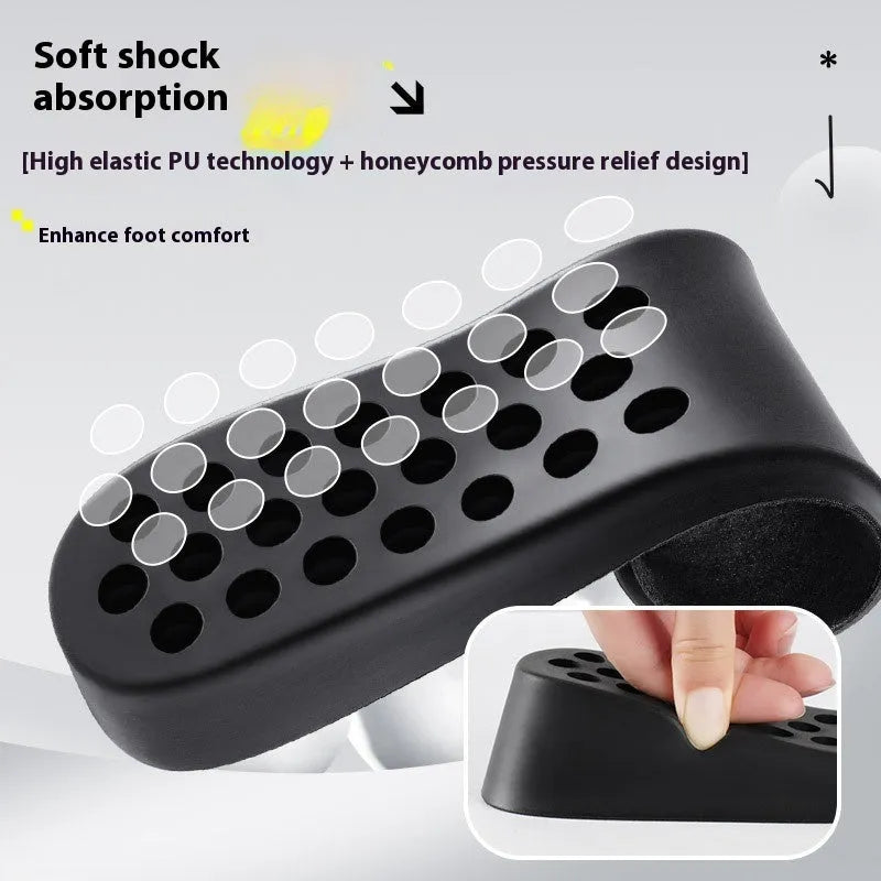 Black PVC invisible height increasing shoe insole, 1cm rise, for men's size 35-46 with non-collapse padding