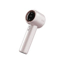 Mini handheld portable fan in Diamond White with knob control and USB data cable for outdoor charging