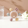 Silicone forest-themed baby teether molar stick toy with textured bumps for gum massage