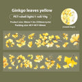Roll of 40mm wide decorative PET stickers showing six leaf and nature designs including ginkgo and maple motifs.