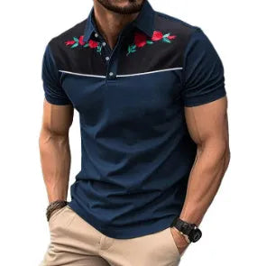 Men's short sleeve mesh polo shirt with zipper decorations in Picture Colour for summer sports wear
