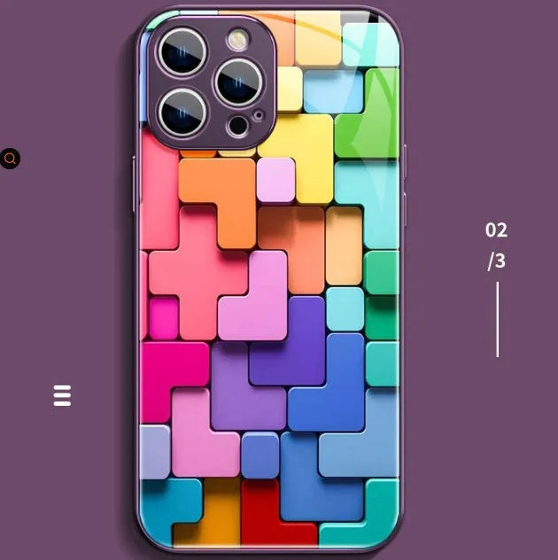 Colourful building block design silicone iPhone case for iPhone 12 to 15 Pro Max models