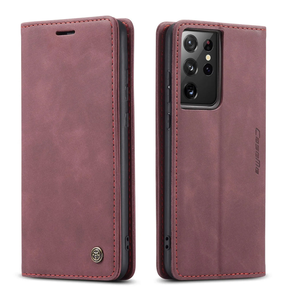 Flip card holder phone case for Samsung Galaxy with PU leather finish and card slots in Black colour option