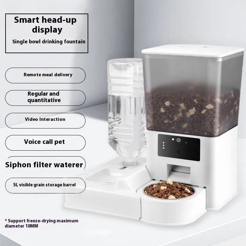 5 litre stainless steel single bowl pet intelligent feeder with multiple smart control model options
