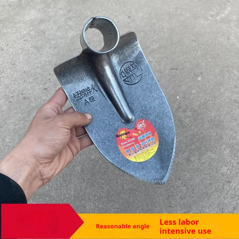 Agricultural pointed flat hoe tool with a steel horse tip for ploughing and weeding.