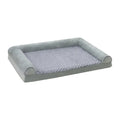 Soft cloth indoor dog kennel in light grey, shown in a large size for a resting dog.