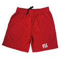 Men's black metal silk fabric running shorts with a loose fit on a plain background.