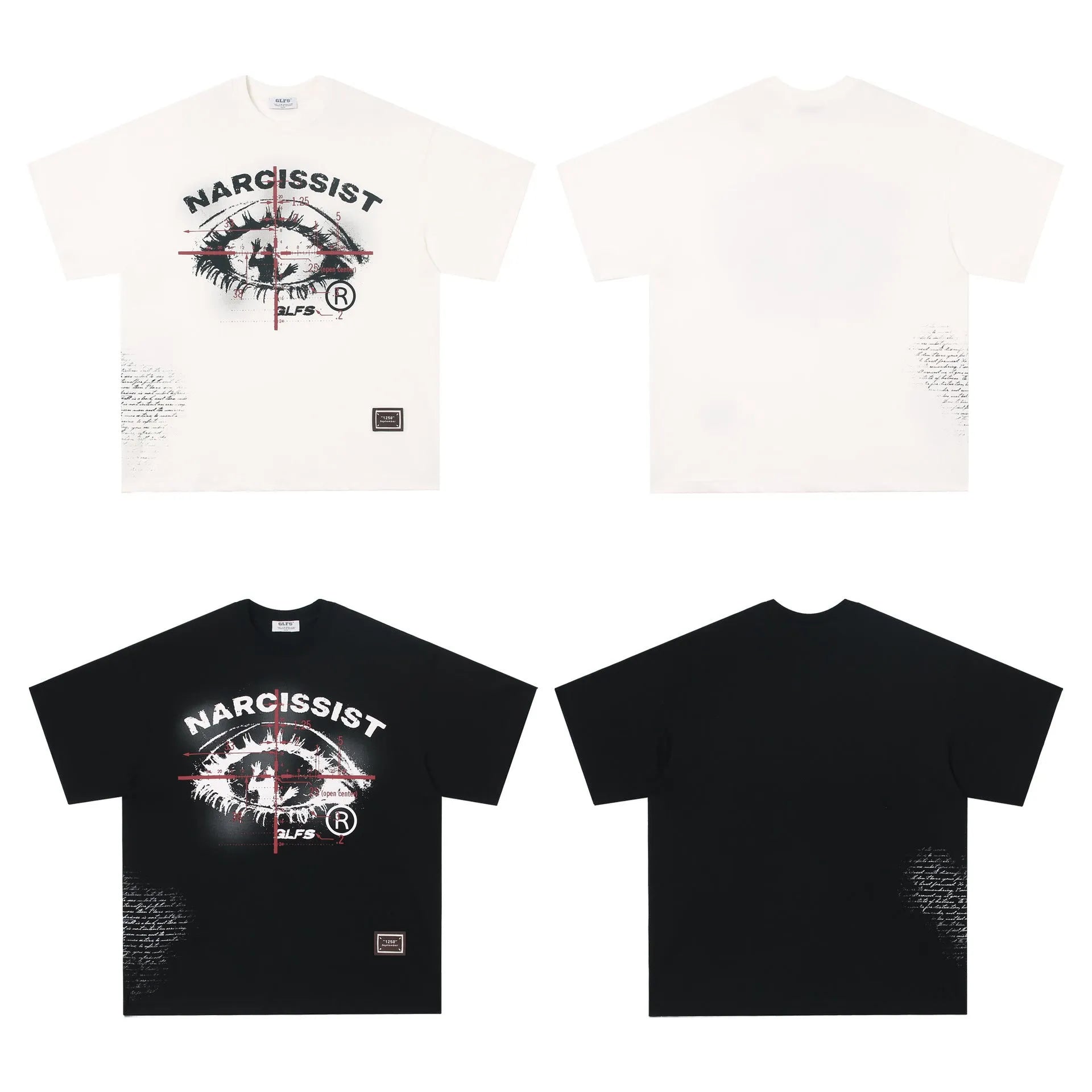 American Retro Hip Hop Gothic pure cotton T-shirt with letter pattern in white or black colours