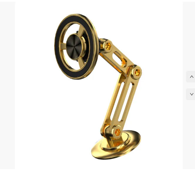 All-metal magnetic car phone holder showing 360-degree rotation mechanism and colour options