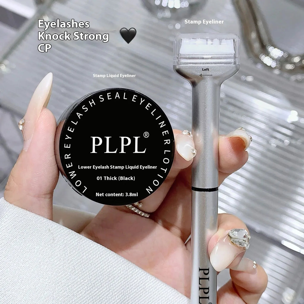Double-headed waterproof quick-dry eyeliner pen and lotion in black and brown for smudge-proof lower lash sealing