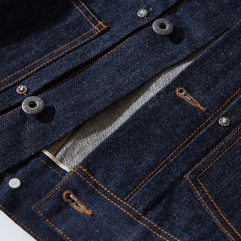 Men's raw pulp colour Japanese-style loose cotton jacket with patch pockets and straight hem.