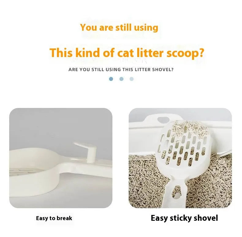 Black metal cat litter scoop with a 0.8cm wide gap between its tines.