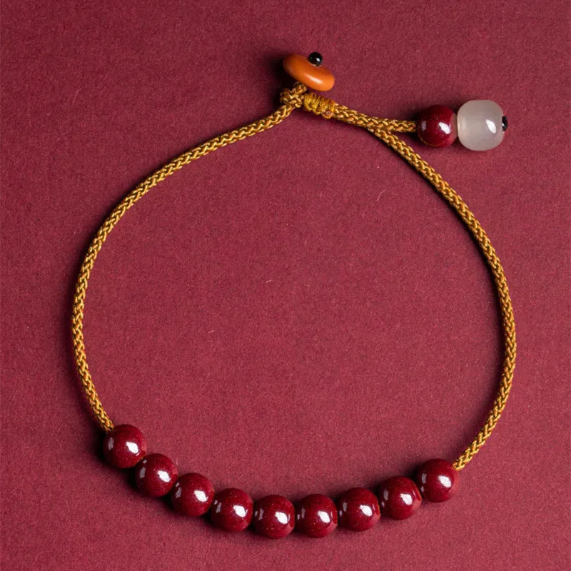 Hand-woven geometric bracelet made from authentic Hetian raw ore cinnabar