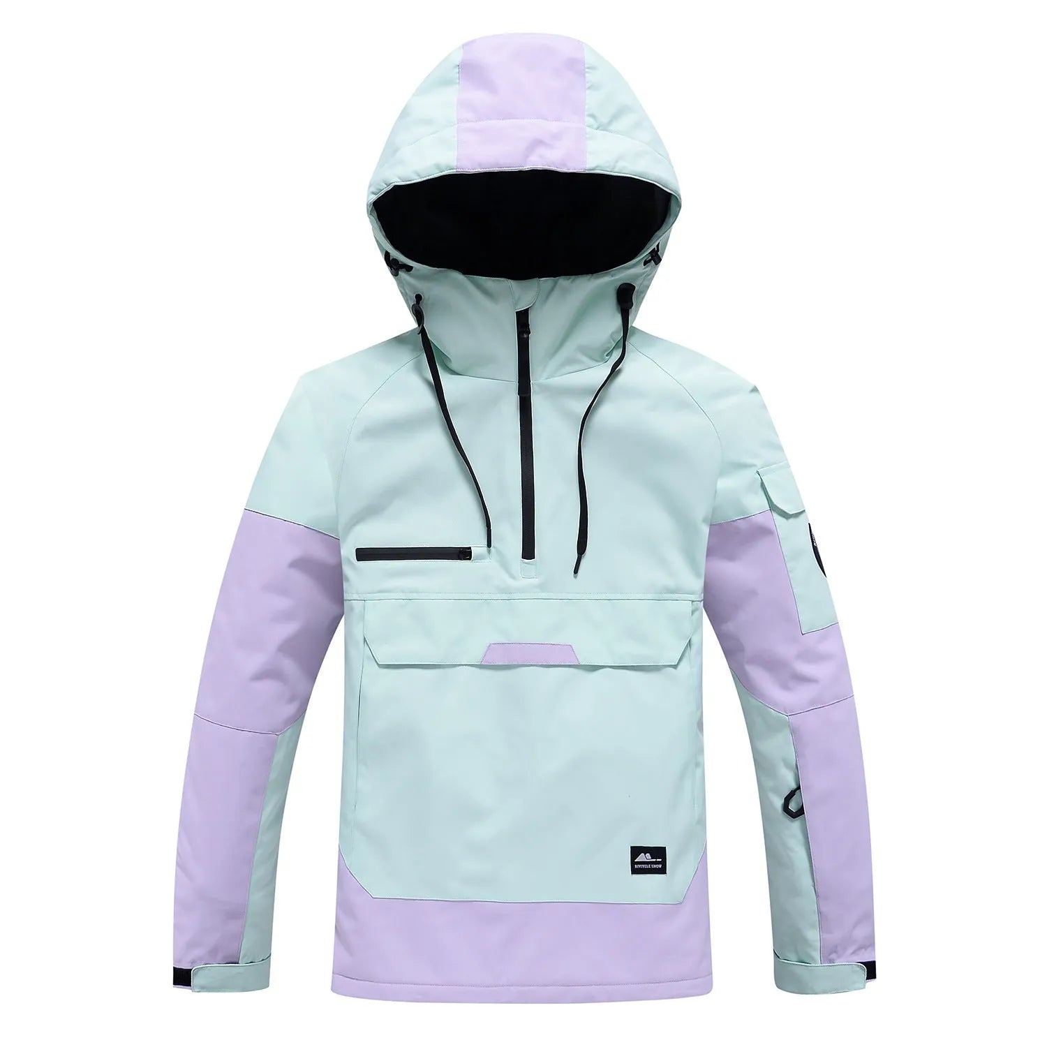 Contrast colour windproof waterproof couple ski hoodie in blue, polyester fibre, 15000mm rating, sizes S-XXL