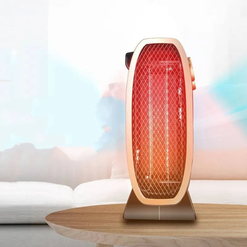 White ceramic electric fan heater with mechanical controls and timer for rooms up to 20 square metres