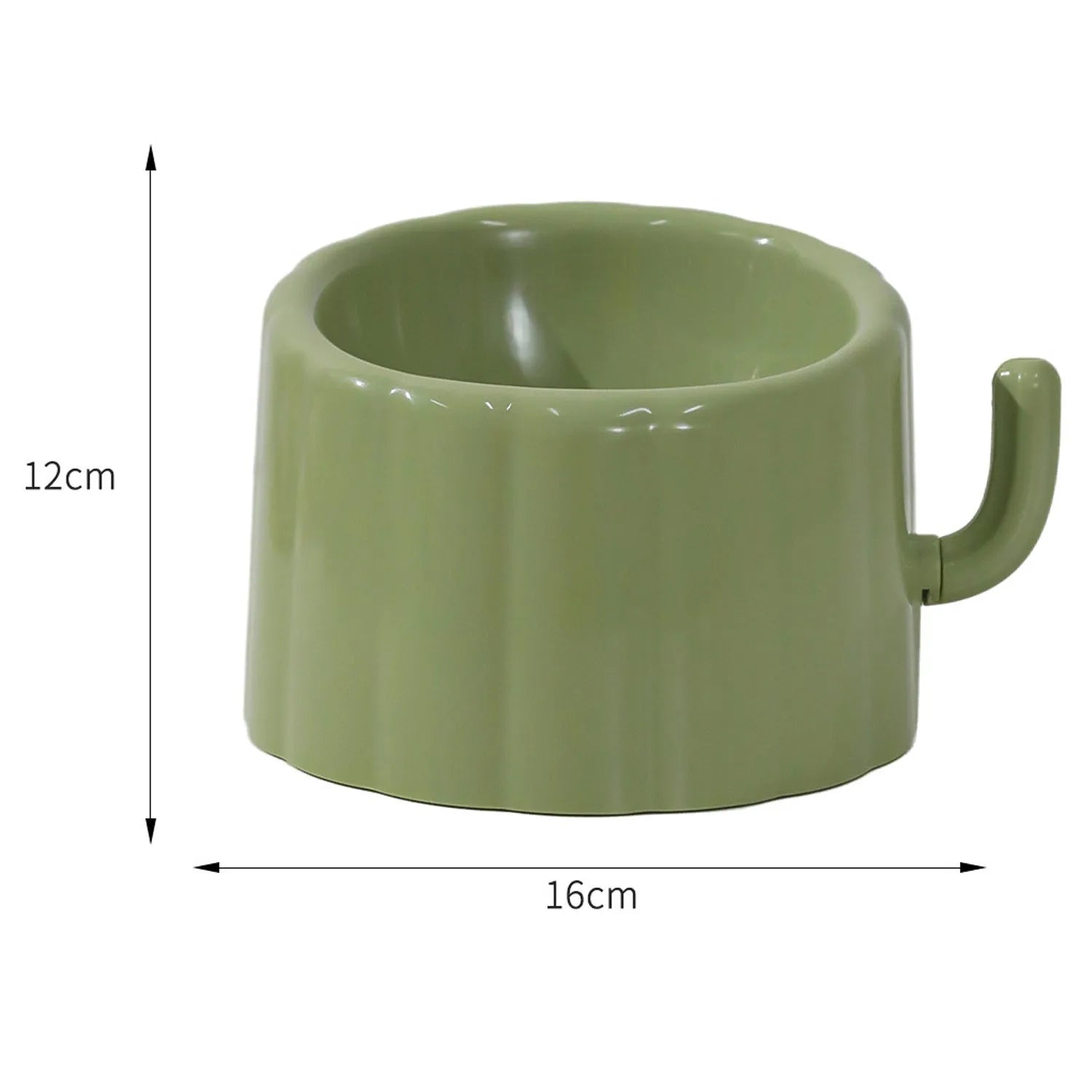 Dark green cactus design cat bowl with high-stand construction and weighted anti-slip base