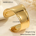 Women's wide geometric wave bracelet with gold plating and niche opening detail on wrist