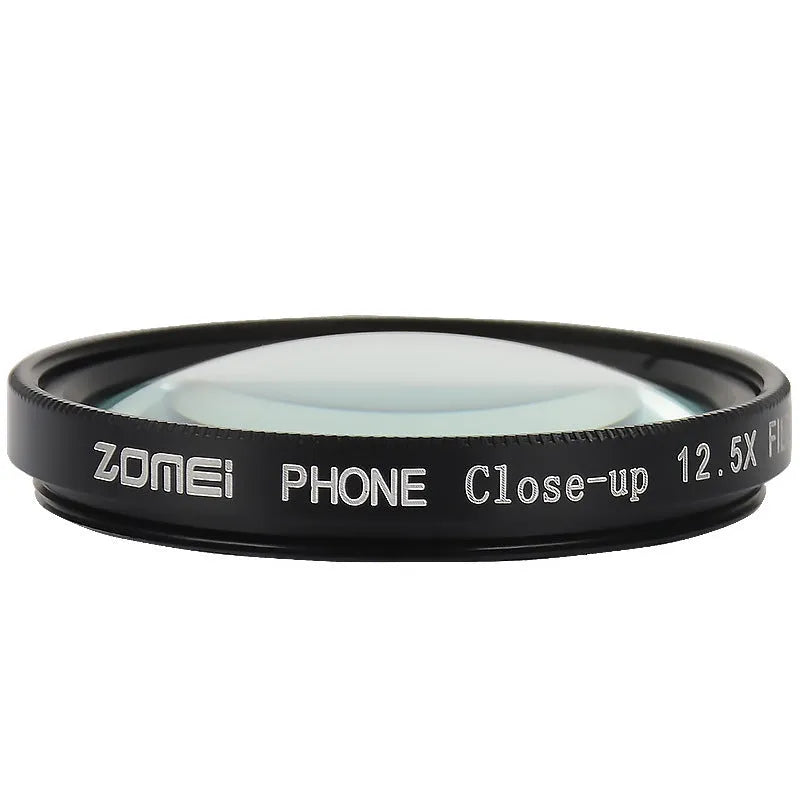 12.5x magnification smartphone macro lens with 37mm aluminium frame and universal clip attachment