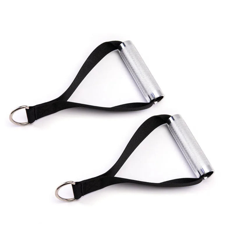 Black aluminium polyester gantry handle pair for fitness equipment, weight 0.27kg, on a gym rack