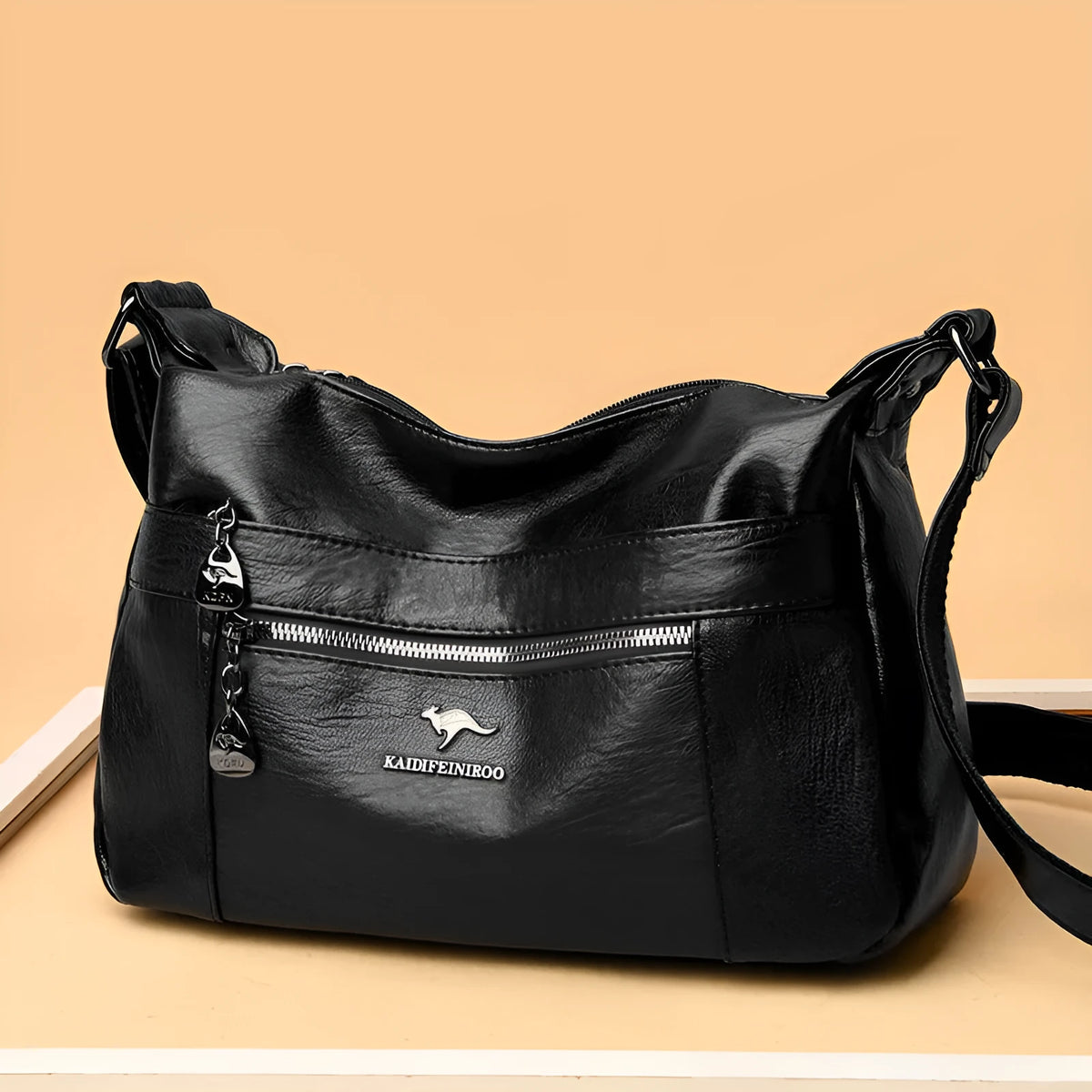 Women's large-capacity single-shoulder PU bag in black, yellow, grey, red, green, blue, or purple