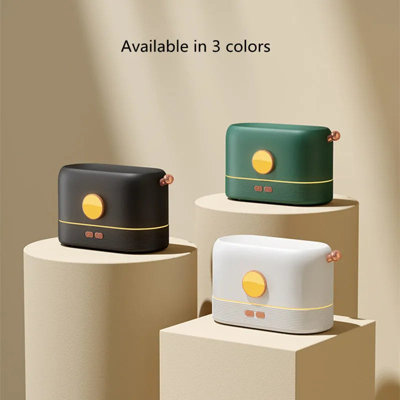 USB desktop humidifier with flame simulation effect and fragrance diffuser function