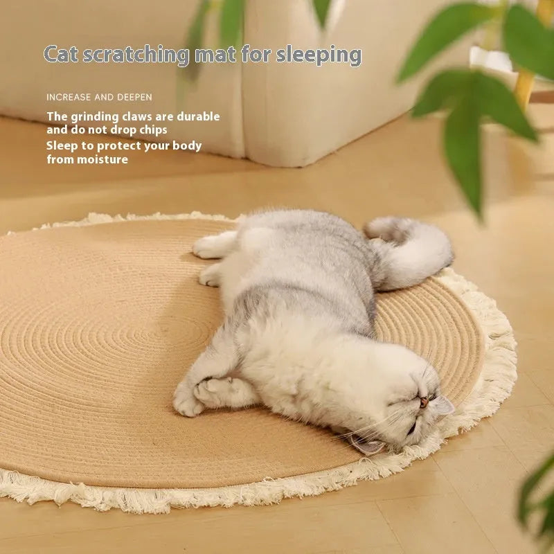 Natural Papyrus cat nest mattress in tassel gray flower gray, wear-resistant integrated pad, 100cm size