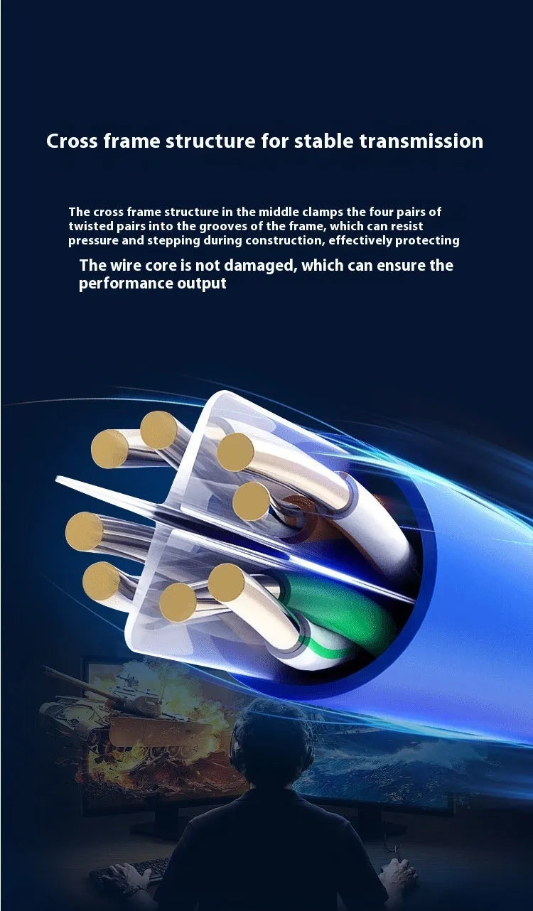 Blue oxygen-free copper Cat6 ethernet cable on a 305-metre reel