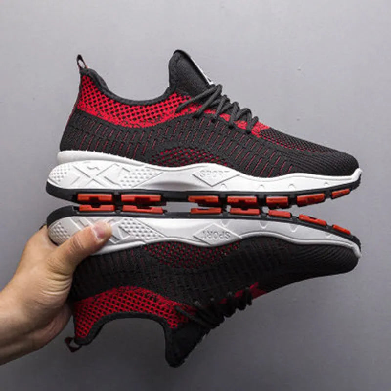 Korean style breathable mesh sports casual shoes in black with rubber sole