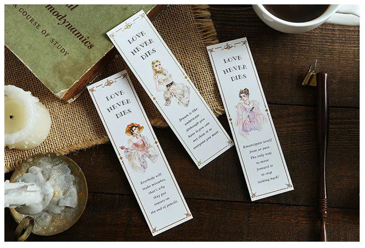 Student Creative Art Bookmark 350g thick white cardboard 40x150mm with Fruit and Flower design