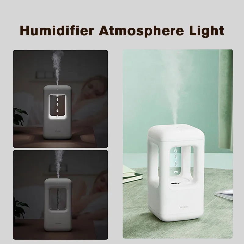 Weibel anti-gravity water drop humidifier white 500ml cool mist with atmosphere light on a nightstand