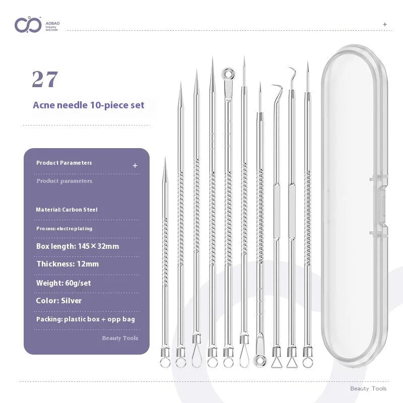4-piece metal acne needle set with ultra fine pointed tips for precise skincare application