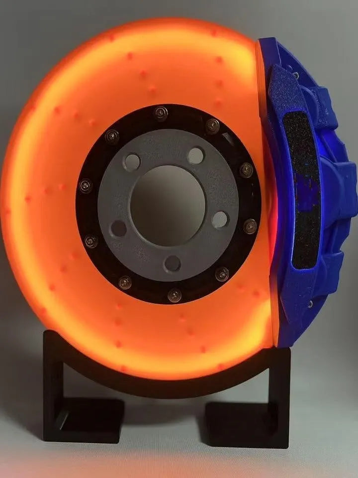 Brake disc design LED night light with touch dimming control in blue, red or yellow caliper colours
