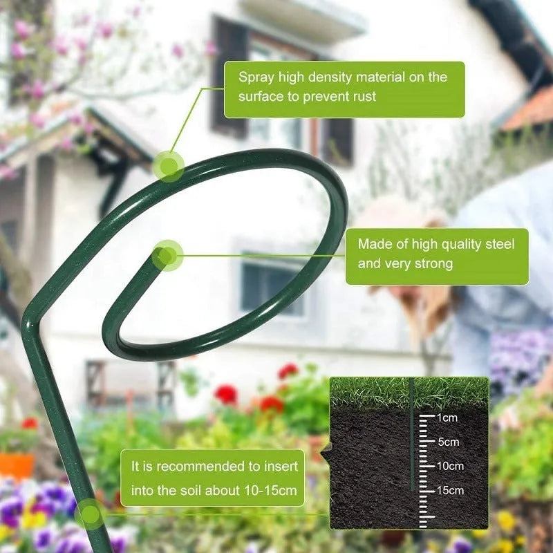 Round metal garden plant bracket for climbing flowers, 20-90cm sizes, iron support