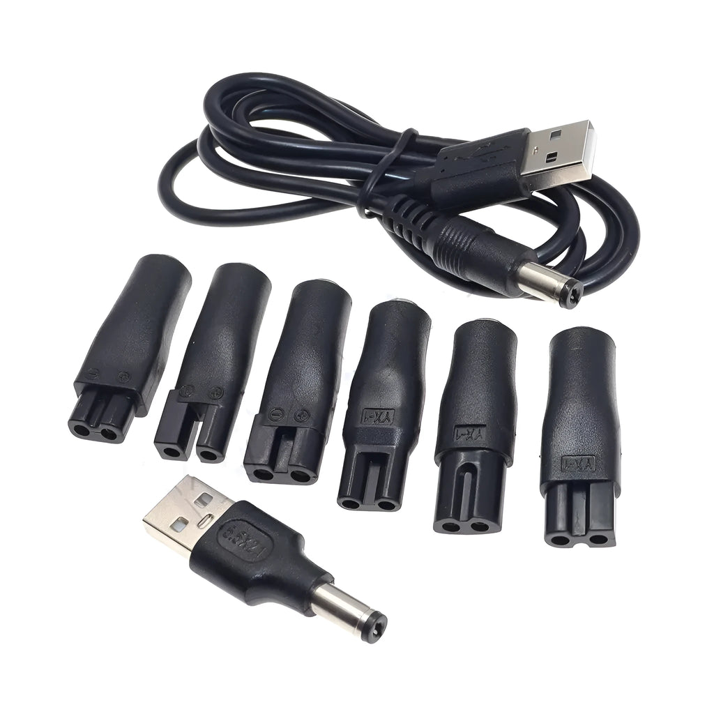 Eight-shaped two-hole USB converter adapter for audio purifier and shaver with noise reduction, multi-colour set