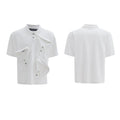 Men's black loose-fit polo shirt with deconstructed collar and Giant Land Turtle graphic