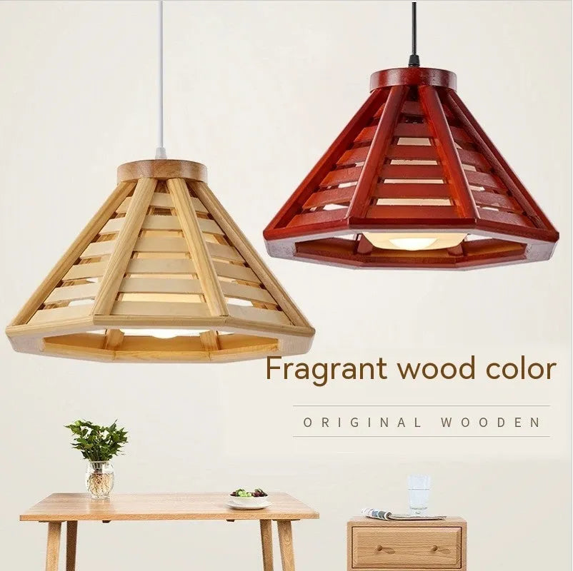 Modern minimalist bamboo woven woodcraft ceiling pendant lamp with LED light, 35cm wood colour