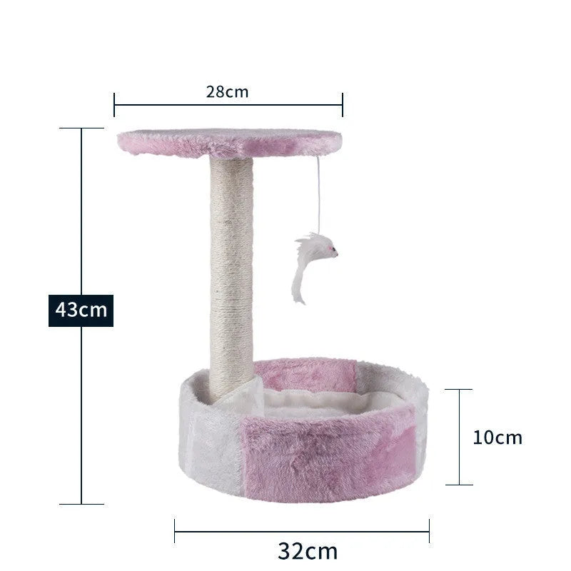 Solid wood cat climbing frame with integrated litter tree in grey colour option