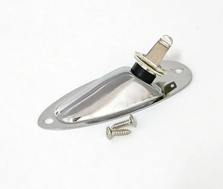 Electric guitar ST boat output socket in black and silver alloy construction