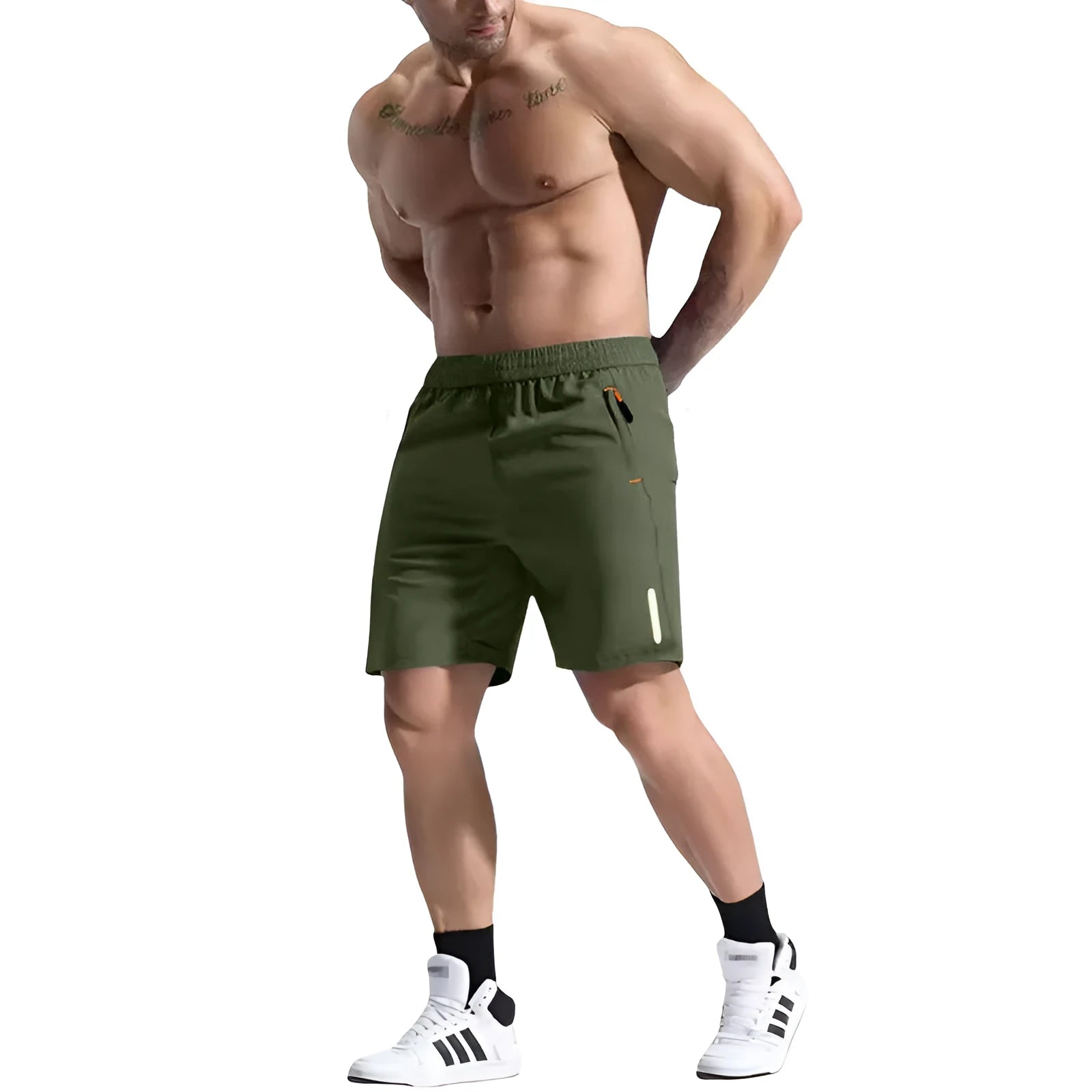 Men's bamboo fibre sports shorts with elastic waistband in multiple colours including Army Green, Black, Gray, Khaki