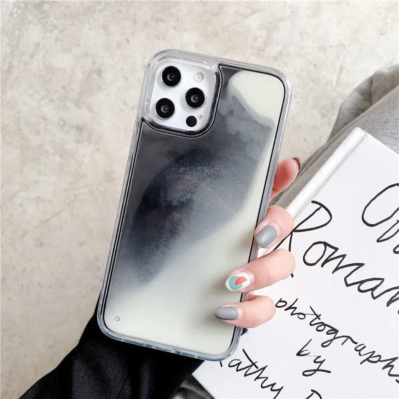 Candy Luminous Quicksand TPU PC back cover phone case for iPhone 12 in blue colour