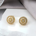 INS style geometric earrings with round patterns in electroplated E160 gold colour