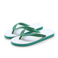 Men's rubber beach flip-flops with fish label design in green, red, blue and black colours