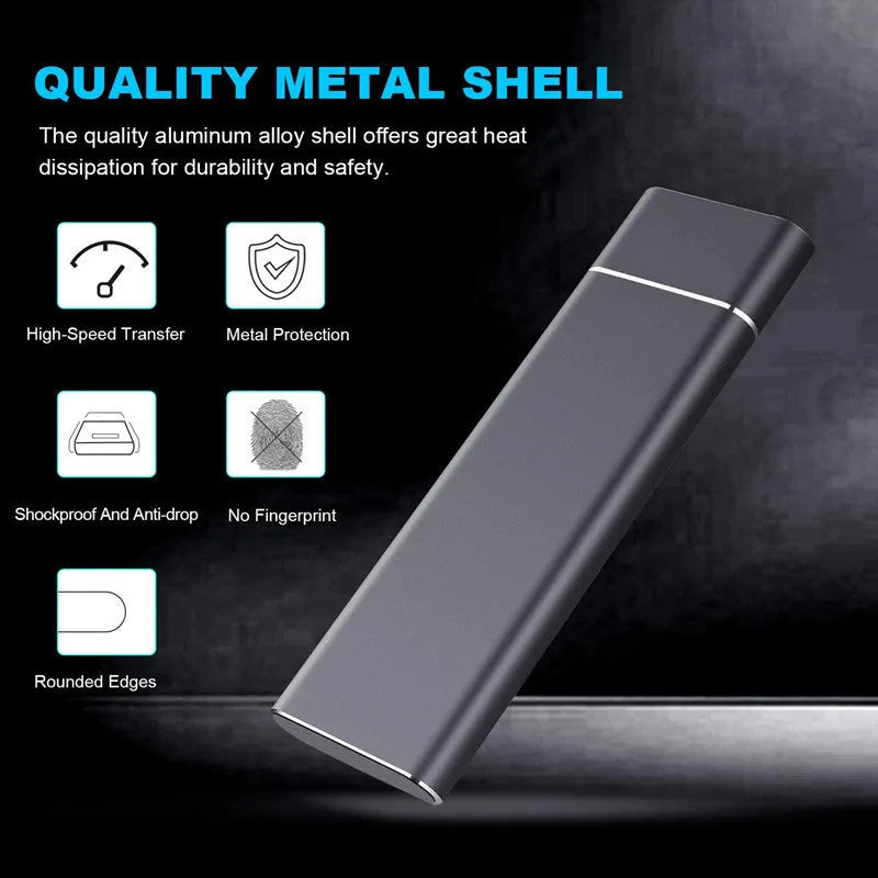 High-speed portable SSD with PCI-E interface, 1.8-inch TLC flash memory, 7mm thickness, in black