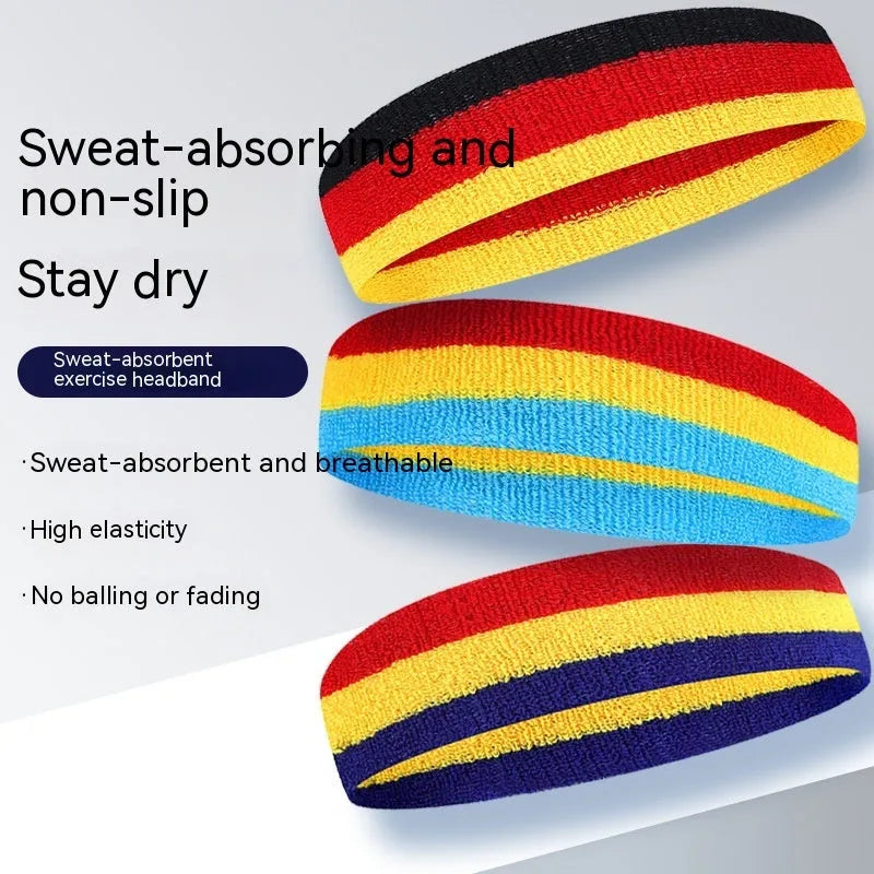 Adult sports headband for yoga and running in multiple colour combinations, size 5.5cm by 20cm.
