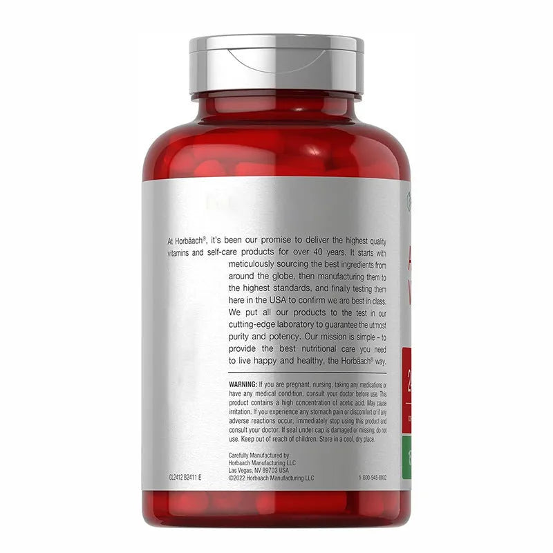 Bottle of 150 apple vinegar dietary supplement capsules