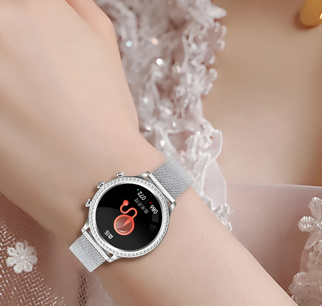 Women's Bluetooth calling smartwatch with aluminium alloy case and silicone band in multiple colour options