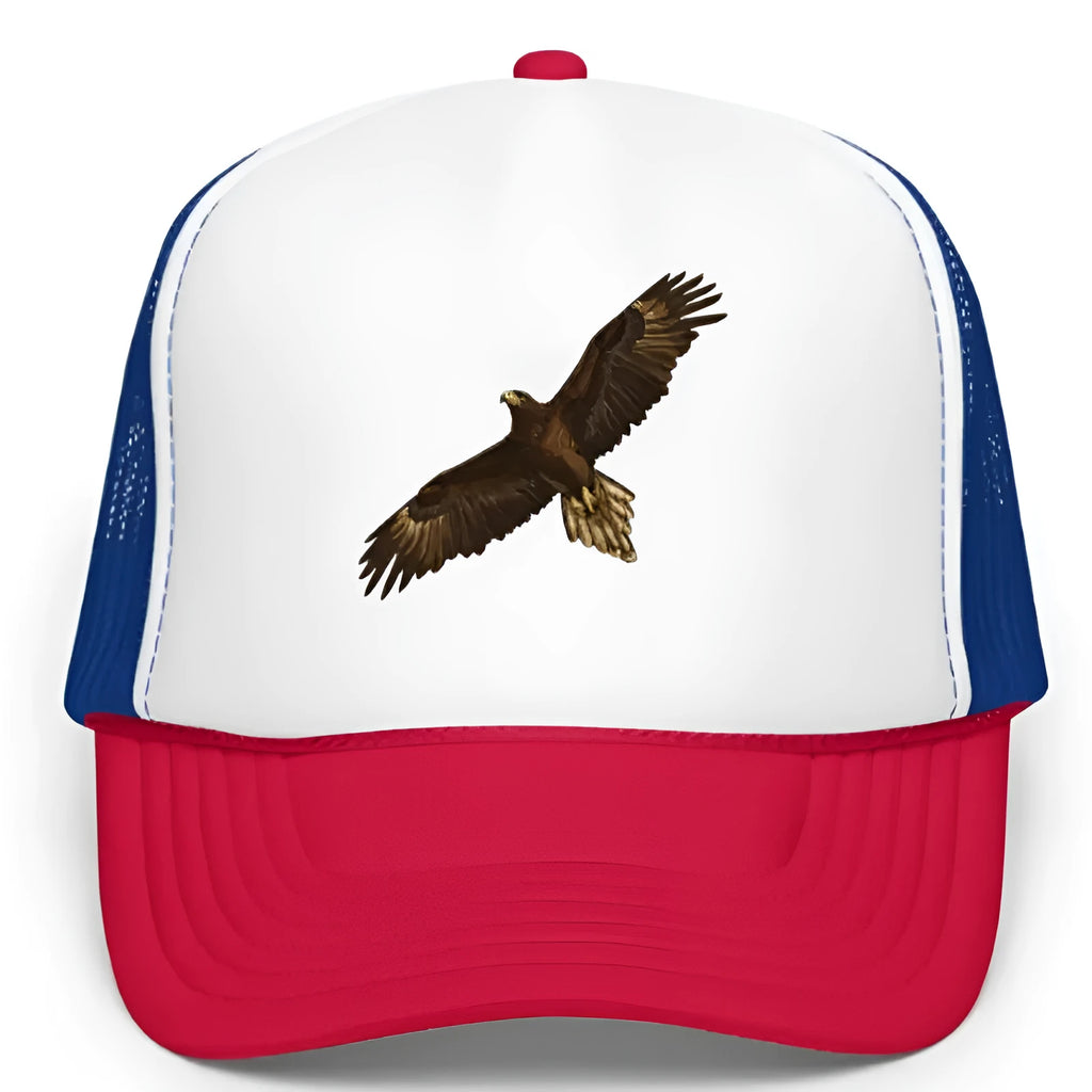 Red dome baseball cap with Sponge Hawk embroidery and print on polyester fabric