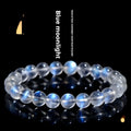 Natural cream body crystal bracelet with blue moonlight gemstone in simple unisex design